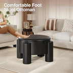 FiveWillowise Round Ottoman Coffee Table with Storage,24" Faux Leather Storage Ottomans with Removable Top,Upholstered Vanity Stool Footrest for Small Spaces,Living Room,Apartment,Black