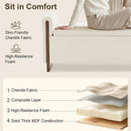 50.8 inch Storage Ottoman Bench with Armrests, Hidden Storage, Beige | End of Bed Bench, Bedroom Storage Bench , Chenille Upholstery, Solid Wood Legs, Entryway Bench, Living Room, Bedroom, Hallway