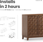 COLAMY 60" Sideboard Buffet Cabinet with Storage, Modern 4-Door Buffet Table with 3D Checkerboard Doors & Solid Wood Legs, Large Coffee Bar Cabinet for Dining Room, Living Room, Entryway, Espresso