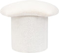 Homebeez Teddy Velvet Modern Round Ottoman, Small Footstool with Padded Seat, Upholstered Vanity Foot Rest Stool Chair for Entryway, Living Room, Bedroom, White