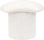 Homebeez Teddy Velvet Modern Round Ottoman, Small Footstool with Padded Seat, Upholstered Vanity Foot Rest Stool Chair for Entryway, Living Room, Bedroom, White