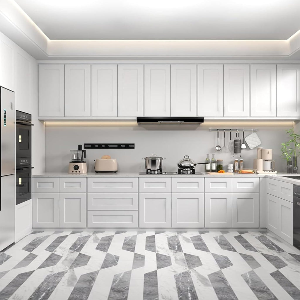 30" W x 30" H x 12" D Kitchen Wall Cabinet, White Shaker RTA Double Door Hanging Storage with Soft Close Hinges, Premium HDF & Plywood Built-in Cabinetry for Laundry Room, Bathroom & Pantry