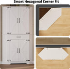 IRONCK 72" Corner Pantry Cabinet with Drawer and 4 Doors, White | Kitchen Pantry Storage Cabinet with 3 Adjustable Shelves, 2 Doors Storage, for Kitchen and Dining Room