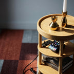 3-Tier Bamboo Round Side Table with Charging Station, Small Round Bamboo End Table with USB Ports & Power Outlets - Corner Table Sofa End Table for Living Room, Bedroom (with Outlet, Natural)