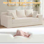 Couch 70 inch, 3 Seater Couch with Pull Out Bed, Loveseat Oversize Beige Futon Couch Floor Bed with 5 Pillows for Living Room Bedroom Lounge Small Space
