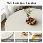 45-Inch Thick Concrete Dining Table for 4. Unique Cloud-Shaped Base, Sturdy Durable Easy-to-Clean Dinner Table. Modern White Round Dining Table Suitable for Dining Room Living Room Apartmen