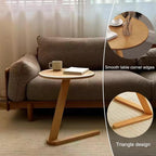 YUNMUARY-C-Shaped Side Table Round Side Tables for Couch Space-Saving Sofa Table Slide Under Couch for TV Dinner Laptop Side Over Solid Wood End Table for Living Room Modern Nightstand (Light Brown)