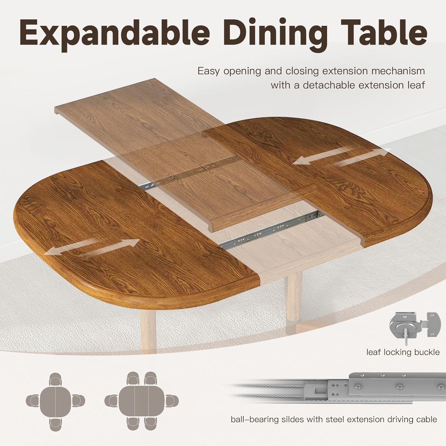 Chromcraft 5-Piece Table Set for 4 Expandable Table with 4 Chairs Table and Chairs Set Kitchen Room Furniture