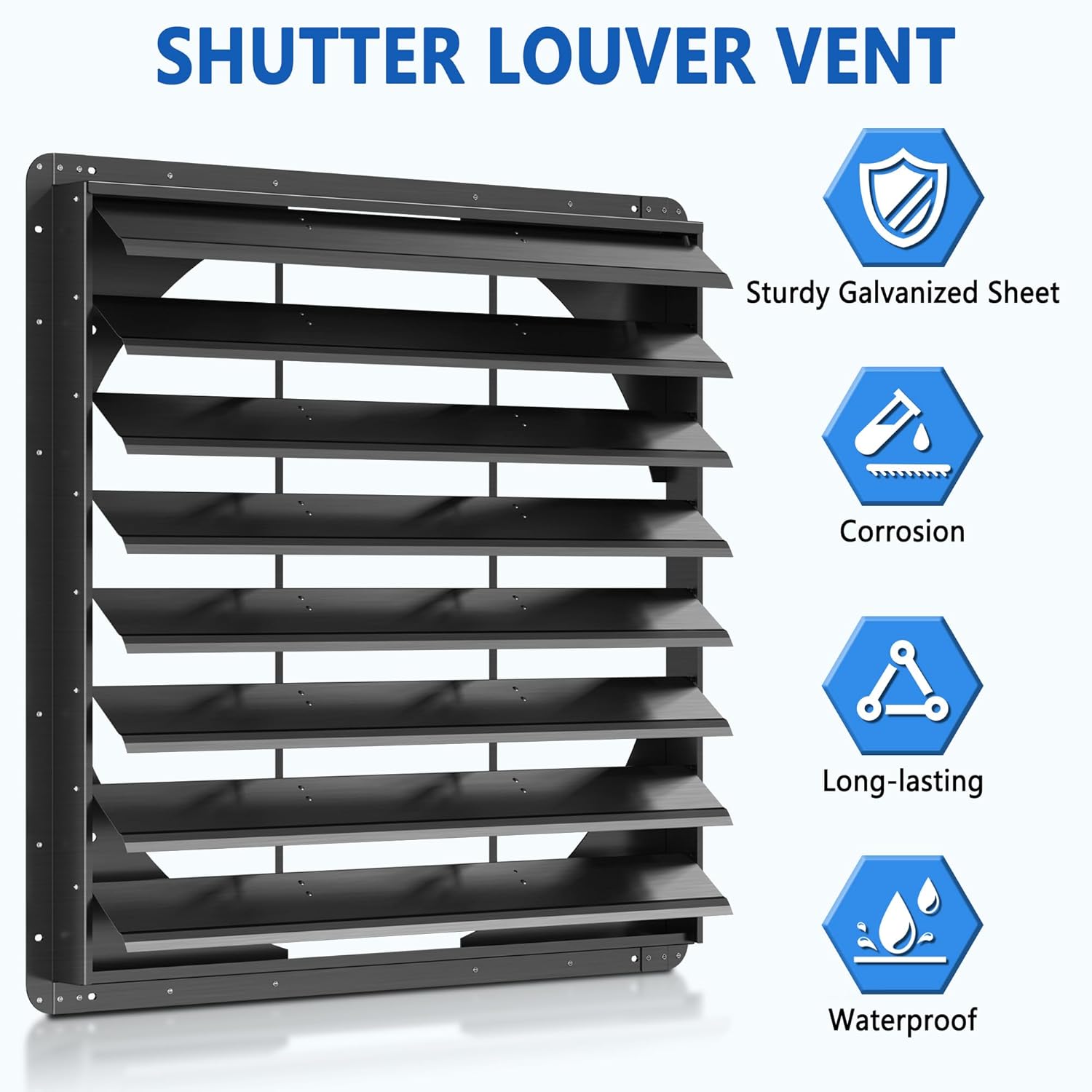 36 Inch Galvanized Sheet Spraying Automatic Exhaust Shutter Louver Vent (No Fan Blades and Motor) for Home Attics, Workshops, Barn, Greenhouse