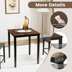 Giantex Square Dining Table for 2-4, 30"x30"x36" Kitchen Table with Solid Rubber Wood Frame, 220lbs Capacity, Space-Saving Dinner Tables for Small Space, Dining Room, Living Room, Pub (Brown + Black)
