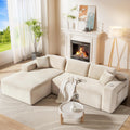 CAMMOO 108" L-Shaped Sectional Sofa, Cloud Couch in One Box | No Assembly Deep Seat, 4-Seater Sofa for Living Room, Storage Pockets, Plush Corduroy, Left-Facing Chaise, Beige