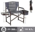 TIMBER RIDGE Lightweight Camping Chair, Portable Laurel Director's Chair with Foldable Side Table, Cooler Bag & Mesh Pocket, Compact Outdoor Folding Lawn Chair, Supports 300lbs, Grey