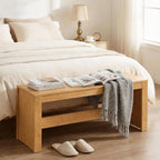 MAHANCRIS Entryway Shoe Rack Bench, 35.4 Inch Bamboo Dining Bench, Table Bench for Living & Dining Room, Kitchen, Bedroom, Bathroom, Hallway, Natural TBNA0501
