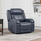 Watson & Whitely Genuine Leather Wall Hugger Power Recliner, Navy Blue