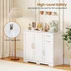 Giantex Sideboard Buffet Cabinet, Modern White Sideboard Cabinet with 2 Drawers, 3 Doors & Adjustable Shelf, Wooden Coffee Station, 40’’ Storage Buffet Table for Kitchen, Living Room, Entryway