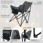 Leonyo Camping Chairs for Adults, 2 Pack Folding Lawn Chair & Table, Grey | Oversized & Portable Beach Chair for Outdoor Sports, Fishing, Rv Travel, Picnic