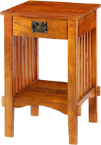 HomeStock Earthy Elements Spacious Mango Wood Telephone Stand with Slatted Side Panels, Brown