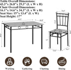 5 Piece Dining Table Set, Modern Metal&Wood Kitchen Dinner Table with 4 Chairs, Dining Room Table Sets for Small Spaces, Gray