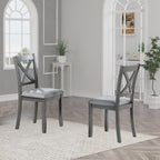 Ball & Cast Wood Frame Dining Chairs Set of 4, Modern Linen Upholstered Kitchen-Chairs with Padded Seat, 330lb Heavy Duty X-Backrest Side Chair for Dining Living Room, Easy Assembly, Gray
