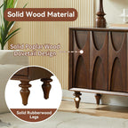 LKTART 62.99" Sideboard Buffet Cabinet with Storage, Solid Wood Kitchen Storage Cabinet Credenza Accent Console Table with Solid Wood Roman Legs Dovetail Door Trim Panel Ash Veneer,Walnut