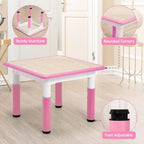 Kids Table and Chairs, Height Adjustable Toddler and 4 Chair, Multi-Activity with Graffiti Desktop Non-Slip Legs for Ages 2-10, Children Activity for Daycare, Classroom, Home
