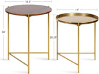 Kate and Laurel Ulani Modern Nesting Side Table, Set of 2, Walnut Brown Wood and Gold Metal, Glamorous End Tables for Storage and Display