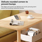 Side Table End Table for Living Room, 360 Degree Swivel, Solid Wood Legs, Easy Assembly, 2 Tier Open Shelf Sofa Small Tea Tables Wooden Color