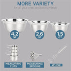 COOK WITH COLOR Stainless Steel Mixing Bowls Set - Nesting Bowls with Non-Slip Bottom and Easy-Grip Handles, Silver, 12 Pieces