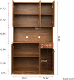 Ball & Cast 71" Pantry Cabinet,Tall Kitchen Pantry Storage Cabinet with Microwave Stand, Modern Kitchen Hutch Cabinet with 6 Doors,1 Drawer & Open Shelves for Living Room,Dining Room,Walnut