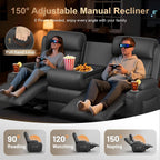 RV Reclining Sofa, Home Theater Seating Loveseat Couch with Massage | Reclining Loveseat with USB, Wall Hugger RV Couch Movie Theater Chairs, RV Furniture with Cup Holders, Drawer for Gaming Room