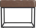 HomePop 22" Theodore Channel Tufted Ottoman - Brown Faux Leather