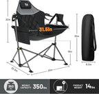 TIMBER RIDGE Hammock Camping Chair, Portable Oversized Swinging Camp Chairs | Heavy Duty Folding Hammock Chair with Adjustable Backrest, Foldable Chair for Camping, Beach and Patio, 300lbs Load, Black
