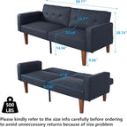 mikibama Convertible Futon Sofa Bed with Split Back,Mid Century Modern Sleeper Couch Beds,68.11" Futons for Living Room RV,Tufted Small Love Seat for 2 People Small Spaces (Black, 68.11")