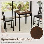 Giantex Square Dining Table for 2-4, 30"x30"x36" Kitchen Table with Solid Rubber Wood Frame, 220lbs Capacity, Space-Saving Dinner Tables for Small Space, Dining Room, Living Room, Pub (Brown + Black)