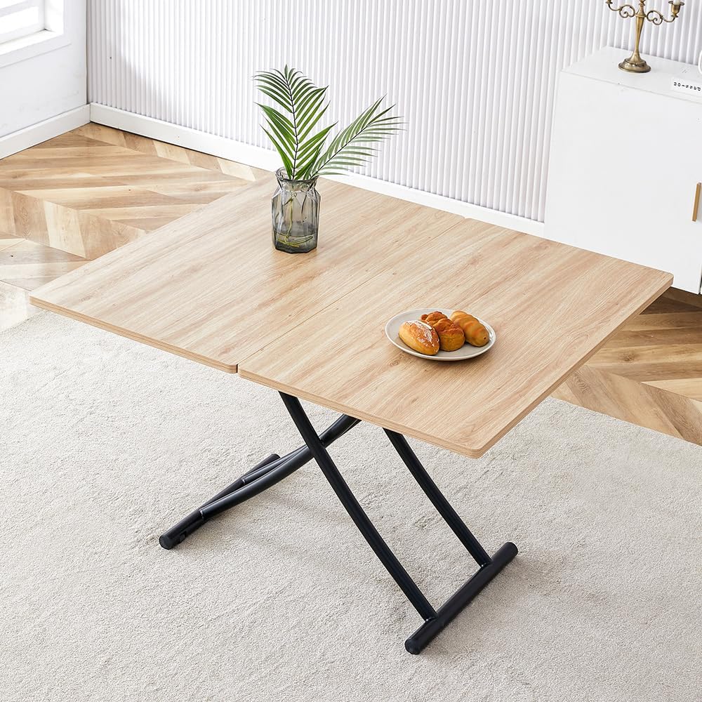 Adjustable Height Coffee Table to Dining Table, Lift Top Foldable Dining Table with Expandable Top & Wheels, Convertible Coffee Table for Small Spaces & Apartments