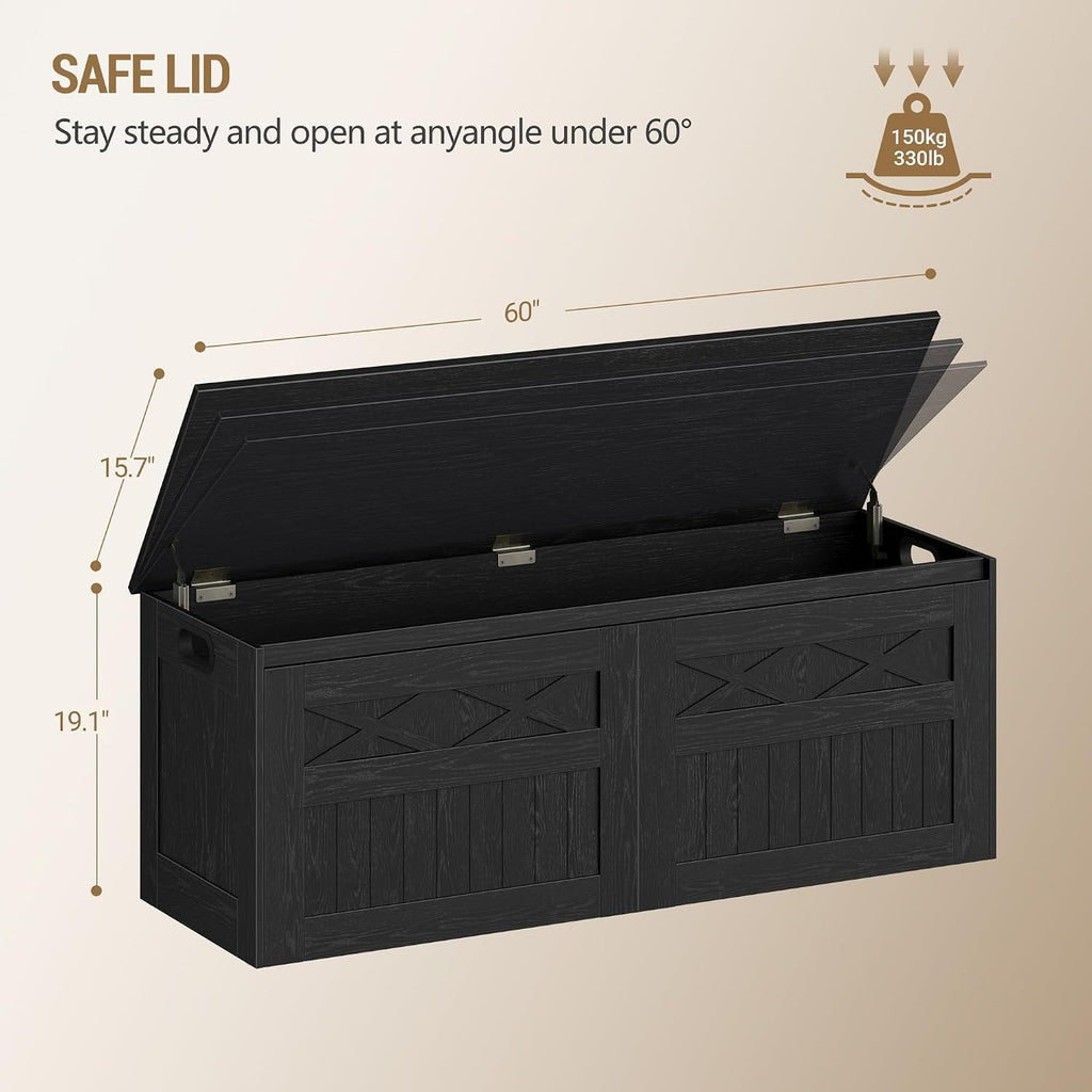 Hzuaneri 47" Rustic Storage Chest and Bench | 59 Gal | 330lb Seat