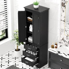 Merax 70" Pantry Cabinet with Two Doors & Three Drawer, Adjustable Shelves Storage Cupboard for Kitchen/Dining Room/Bathroom, Black