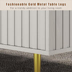 Modern Coffee Table with Storage with 2 Big Drawers, White Rectangle Coffee Table for Living Room, Wooden Fluted Table Accent Tea Table for Living Room Apartment Small Space