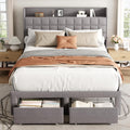 OLIXIS Queen Size Bed Frame, Upholstered Platform Bed Frame with Headboard
