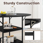 GOFLAME Round Dining Table for 4-6 People, 47” Kitchen Table with 2-Tier Storage Shelves and Heavy-Duty Metal Frame, Industrial Dinner Table for Kitchen, Dining Room, Apartment, Black