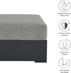 Modway Tahoe Aluminum Ottoman Gray with Weather-Resistant Cushion-Ideal as Outdoor Footstool, Patio or Sunroom Furniture