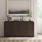 Oak&Sparrow Oak Sideboard Buffet Cabinet with Storage, 60'' Boho Buffets & Sideboards with Adjustable Shelves, Rattan Sideboard Cabinet with 4 Doors for Living Room, Hallway & Kitchen