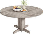 Round Dining Table for 4-6 People,Circle Dining Table, 47 Inch Farmhouse Kitchen Table with Sturdy Pedestal Base,Finish Circle Table for Dining Room, Living Room, Apartment