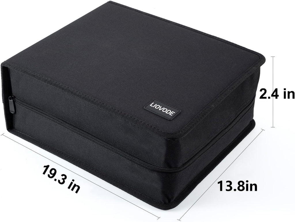 LIOVODE DVD Case 200 DVDs and 100 Booklets Capacity, CD/Blu-ray Storage Binder Case with Booklet Inserts Media Organizer Holder Black Blu ray Wallet for Car (200 Capacity)
