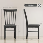 HOMCOM Wooden Dining Chairs Set of 2 Farmhouse Black and Gray | Upholstered Kitchen Chairs, Rubber Wood Frame, for Living Room, Dining Room