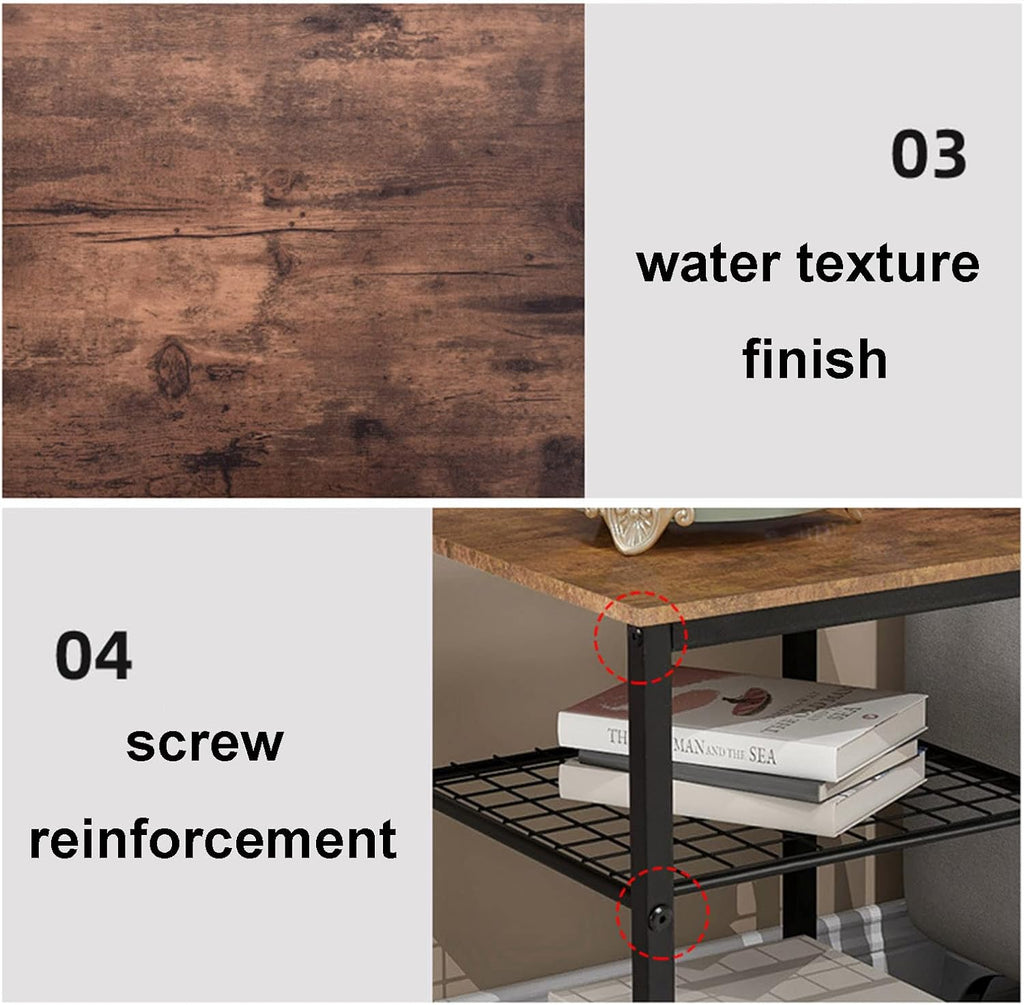 Wrought Iron Bedside Table with 3 Tier Open Storage Shelf Sofa Side Table, Portable Metal e Phone Table Easy to Install Suitable for Office Living Room Bedroom (Black)