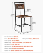 VEVOR Dining Chairs Set of 2, Wooden Chairs with Metal Frame and Backrest, Easy to Assemble Leather Side Chair, Modern Farmhouse Walnut Chair for Kitchen Living Room, Rustic Brown and Black