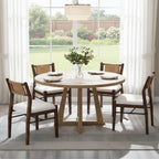 BESTANO Modern Armless Dining Chairs with Rope Woven Back Set of 2, White Upholstered Kitchen & Dining Room Chairs, Mid-Century Classic Farmhouse Wooden Side Chair