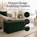 ALASDO 43 Inch Folding Storage Ottoman Bench with Hidden Storage, Velvet Storage Ottoman Foot Rest Stool, End of Bed Bench for Bedroom, Living Room, Entryway and Closet, Dark Green