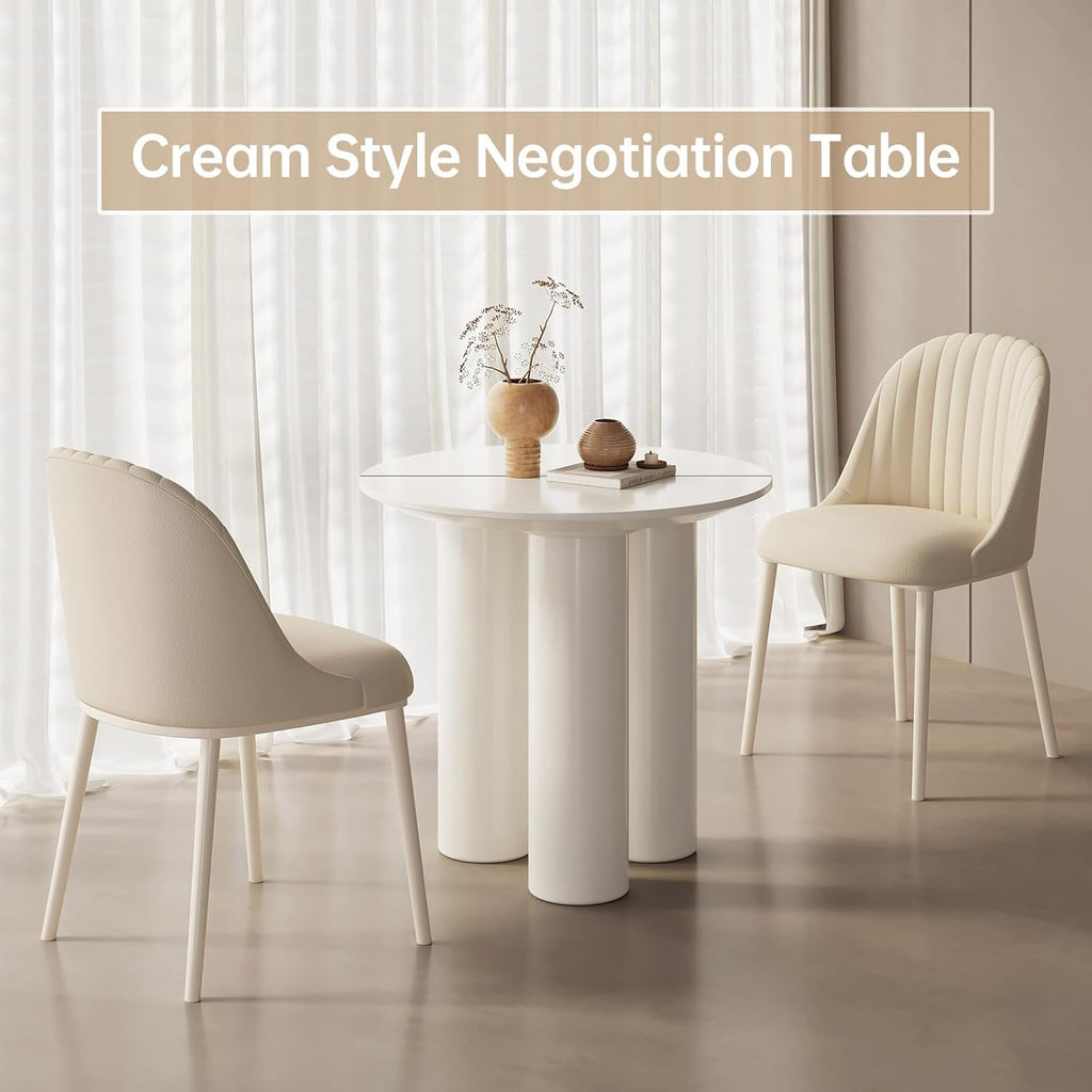 Small Round Dining Table, 30" Circle Kitchen Table with 3 Legs, Modern White Accent Table for Kitchen, Dining Room, Home Office and Living Room